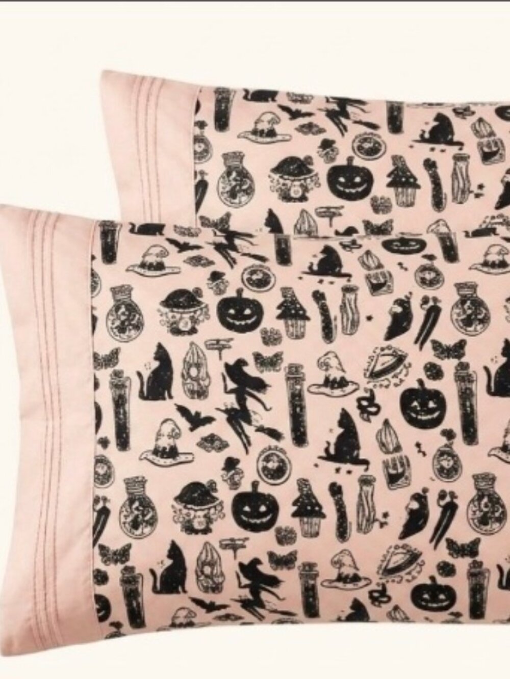 Spells & Potions Witch Black Cat Queen Sheet Set Gothic Glam Halloween 4 Piece
